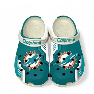 Miami Dolphins NFL Crocs NFL20123124022, Gift For Fan Miami Dolphins - White