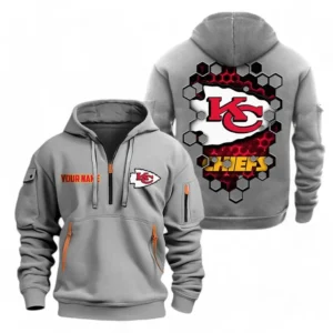 Kansas City Chiefs NFL Hoodie Half Zipper NFL24123024333, Gift For Fan Kansas City Chiefs - Gray