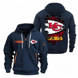 Kansas City Chiefs NFL Hoodie Half Zipper NFL24123024333, Gift For Fan Kansas City Chiefs - Navy