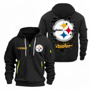 Pittsburgh Steelers NFL Hoodie Half Zipper NFL24123024334, Gift For Fan Pittsburgh Steelers - Black