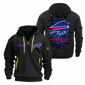 Buffalo Bills NFL Hoodie Half Zipper NFL24123024335, Gift For Fan Buffalo Bills - Black
