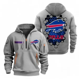 Buffalo Bills NFL Hoodie Half Zipper NFL24123024335, Gift For Fan Buffalo Bills - Gray