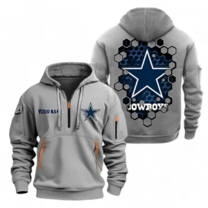 Dallas Cowboys NFL Hoodie Half Zipper NFL24123024337, Gift For Fan Dallas Cowboys - Gray