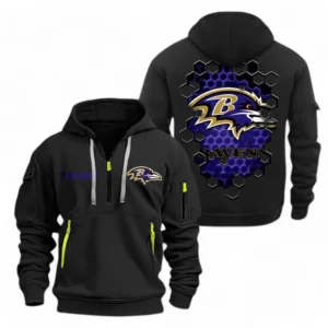 Baltimore Ravens NFL Hoodie Half Zipper NFL24123024340, Gift For Fan Baltimore Ravens - Black