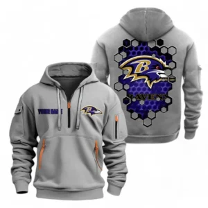 Baltimore Ravens NFL Hoodie Half Zipper NFL24123024340, Gift For Fan Baltimore Ravens - Gray