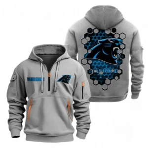 Carolina Panthers NFL Hoodie Half Zipper NFL24123024341, Gift For Fan Carolina Panthers - Gray