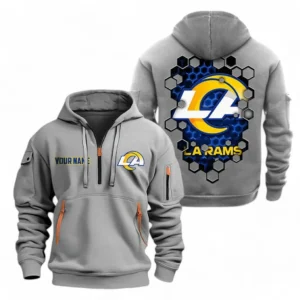 Los Angeles Rams NFL Hoodie Half Zipper NFL24123024342, Gift For Fan Los Angeles Rams - Gray