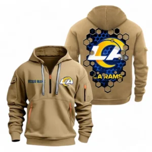 Los Angeles Rams NFL Hoodie Half Zipper NFL24123024342, Gift For Fan Los Angeles Rams - Khaki