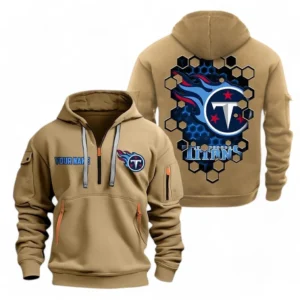 Tennessee Titans NFL Hoodie Half Zipper NFL24123024344, Gift For Fan Tennessee Titans - Khaki
