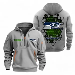 Seattle Seahawks NFL Hoodie Half Zipper NFL24123024345, Gift For Fan Seattle Seahawks - Gray