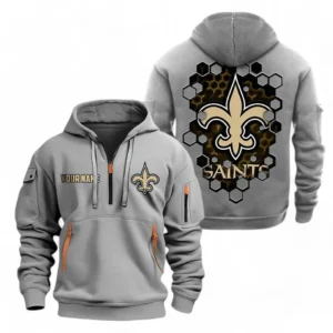 New Orleans Saints NFL Hoodie Half Zipper NFL24123024346, Gift For Fan New Orleans Saints - Gray