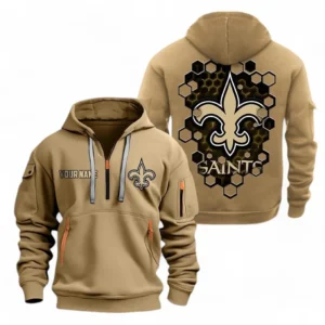 New Orleans Saints NFL Hoodie Half Zipper NFL24123024346, Gift For Fan New Orleans Saints - Khaki