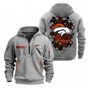 Denver Broncos NFL Hoodie Half Zipper NFL24123024347, Gift For Fan Denver Broncos - Gray