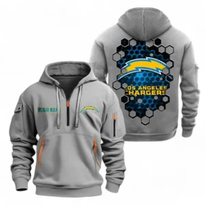 Los Angeles Chargers NFL Hoodie Half Zipper NFL24123024348, Gift For Fan Los Angeles Chargers - Gray
