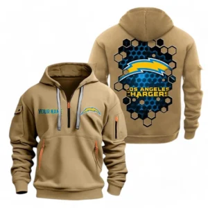 Los Angeles Chargers NFL Hoodie Half Zipper NFL24123024348, Gift For Fan Los Angeles Chargers - Khaki