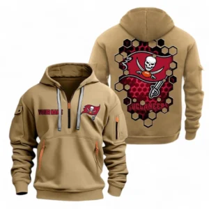 Tampa Bay Buccaneers NFL Hoodie Half Zipper NFL24123024349, Gift For Fan Tampa Bay Buccaneers - Khaki