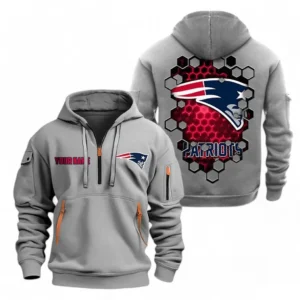 New England Patriots NFL Hoodie Half Zipper NFL24123024350, Gift For Fan New England Patriots - Gray