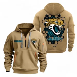 Jacksonville Jaguars NFL Hoodie Half Zipper NFL24123024351, Gift For Fan Jacksonville Jaguars - Khaki