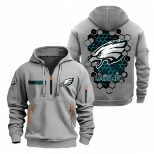 Philadelphia Eagles NFL Hoodie Half Zipper NFL24123024353, Gift For Fan Philadelphia Eagles - Gray