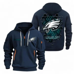 Philadelphia Eagles NFL Hoodie Half Zipper NFL24123024353, Gift For Fan Philadelphia Eagles - Navy