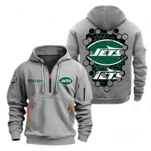 New York Jets NFL Hoodie Half Zipper NFL24123024354, Gift For Fan New York Jets - Gray