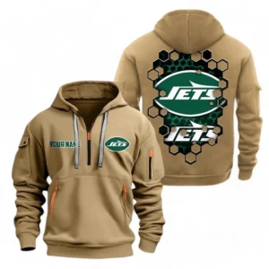 New York Jets NFL Hoodie Half Zipper NFL24123024354, Gift For Fan New York Jets - Khaki
