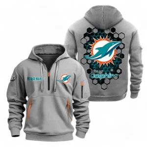 Miami Dolphins NFL Hoodie Half Zipper NFL24123024355, Gift For Fan Miami Dolphins - Gray