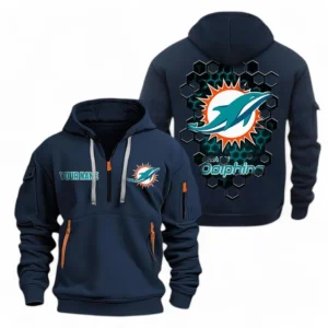 Miami Dolphins NFL Hoodie Half Zipper NFL24123024355, Gift For Fan Miami Dolphins - Navy