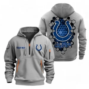 Indianapolis Colts NFL Hoodie Half Zipper NFL24123024356, Gift For Fan Indianapolis Colts - Gray