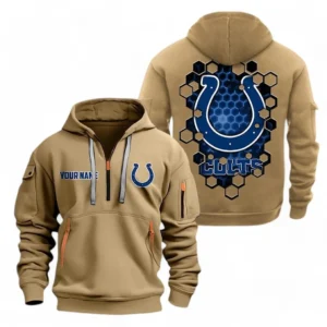 Indianapolis Colts NFL Hoodie Half Zipper NFL24123024356, Gift For Fan Indianapolis Colts - Khaki