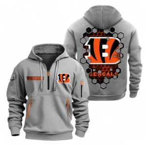 Cincinnati Bengals NFL Hoodie Half Zipper NFL24123024357, Gift For Fan Cincinnati Bengals - Gray