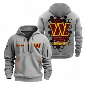 Washington Commanders NFL Hoodie Half Zipper NFL24123024358, Gift For Fan Washington Commanders - Gray