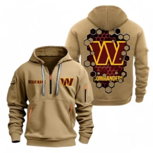 Washington Commanders NFL Hoodie Half Zipper NFL24123024358, Gift For Fan Washington Commanders - Khaki