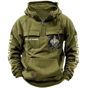 New Orleans Saints NFL Tactical Quarter Zip Hoodie NFL28123124581, Gift For Fan New Orleans Saints - Army Green
