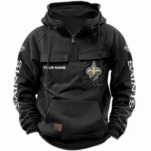 New Orleans Saints NFL Tactical Quarter Zip Hoodie NFL28123124581, Gift For Fan New Orleans Saints - Black
