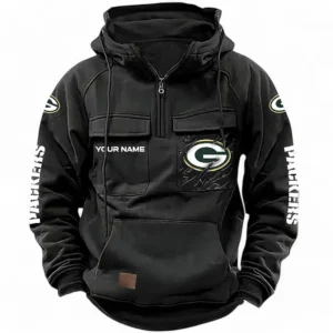Green Bay Packers NFL Tactical Quarter Zip Hoodie NFL28123124582, Gift For Fan Green Bay Packers - Black