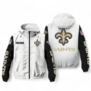 New Orleans Saints NFL Windbreaker Jacket NFL29122824340, Gift For Fan New Orleans Saints - White