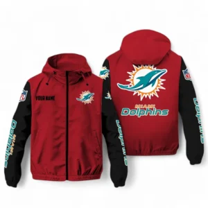 Miami Dolphins NFL Windbreaker Jacket NFL29122824343, Gift For Fan Miami Dolphins - Red Black