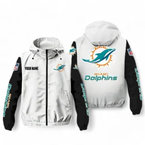 Miami Dolphins NFL Windbreaker Jacket NFL29122824343, Gift For Fan Miami Dolphins - White