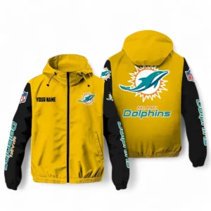 Miami Dolphins NFL Windbreaker Jacket NFL29122824343, Gift For Fan Miami Dolphins - Yellow