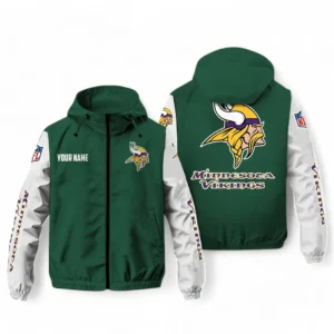 Minnesota Vikings NFL Windbreaker Jacket NFL29122824345, Gift For Fan Minnesota Vikings - Green