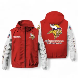 Minnesota Vikings NFL Windbreaker Jacket NFL29122824345, Gift For Fan Minnesota Vikings - Red