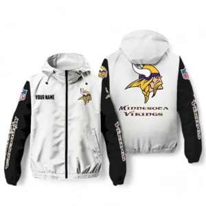 Minnesota Vikings NFL Windbreaker Jacket NFL29122824345, Gift For Fan Minnesota Vikings - White