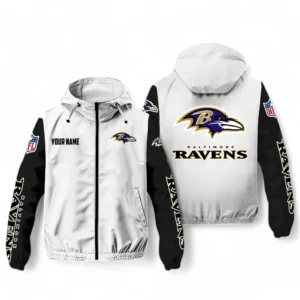 Baltimore Ravens NFL Windbreaker Jacket NFL29122824352, Gift For Fan Baltimore Ravens - White