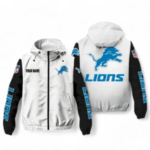 Detroit Lions NFL Windbreaker Jacket NFL29122824357, Gift For Fan Detroit Lions - White