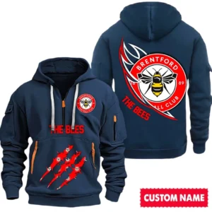 Brentford EPL Hoodie Half Zipper SPO0120004, Gift For Fan Brentford - Navy