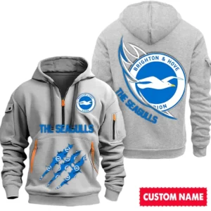 Brighton EPL Hoodie Half Zipper SPO0120005, Gift For Fan Brighton - Gray