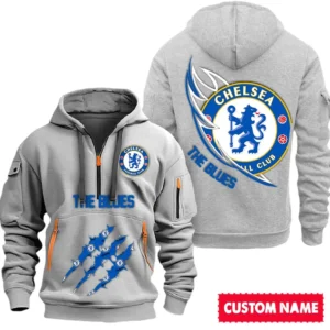Chelsea EPL Hoodie Half Zipper SPO0120006, Gift For Fan Chelsea - Gray