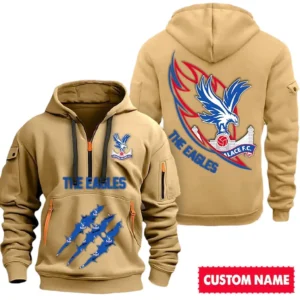 Crystal Palace EPL Hoodie Half Zipper SPO0120007, Gift For Fan Crystal Palace - Khaki