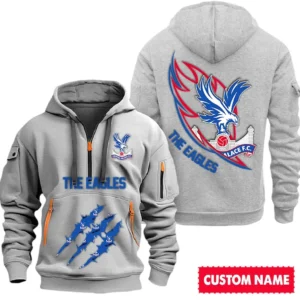 Crystal Palace EPL Hoodie Half Zipper SPO0120007, Gift For Fan Crystal Palace - Gray